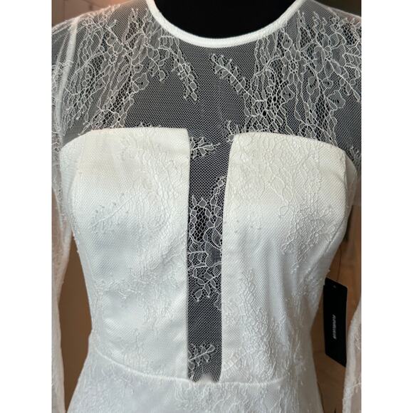 New ~ LULU'S LULUS ~ Powerful Heart White Lace Long Sleeve Bodycon Midi Dress M - Picture 4 of 10